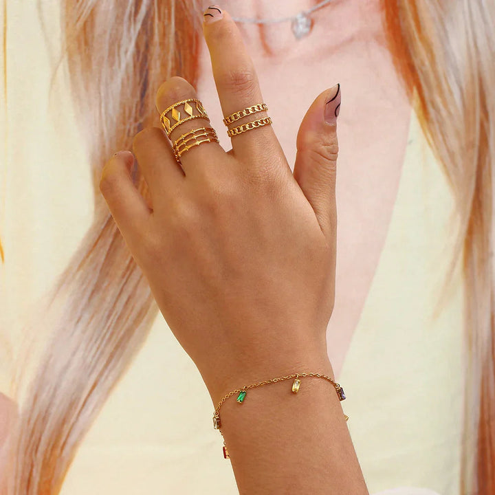 Gold-Plated Crystal Charm Bracelet for Women