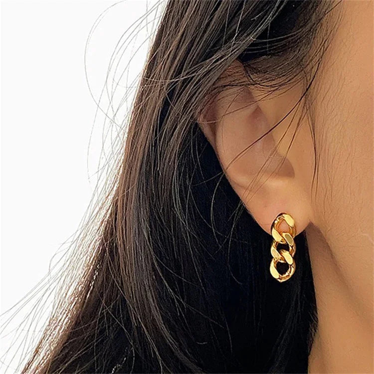 Gold-Plated Chain Drop Earrings for Women