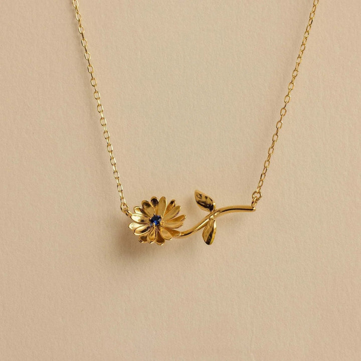Gold Plated Cubic Zirconia Flower Pendant Necklace