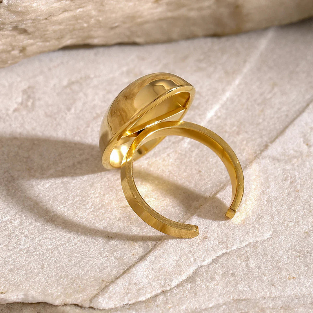 Gold-Plated Oval Stone Ring