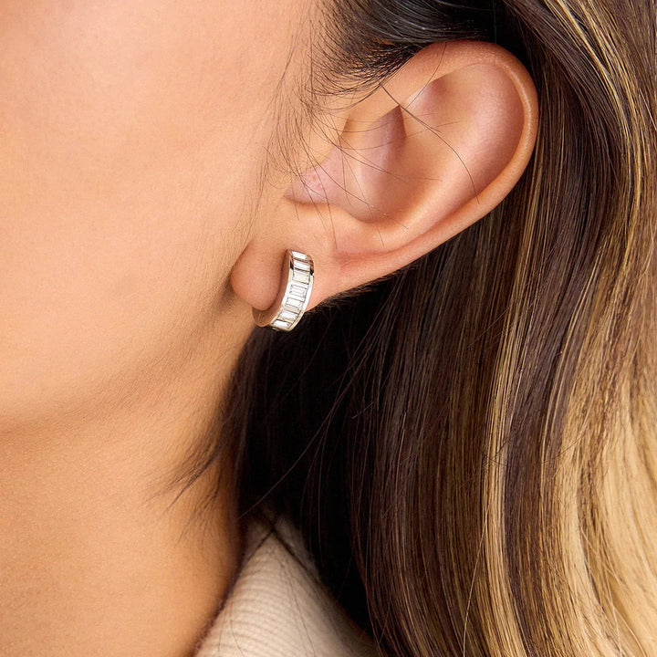 Gold Plated Diamond Huggie Earrings