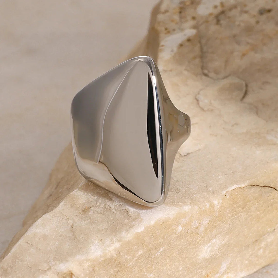 Gold-Plated Geometric Adjustable Ring