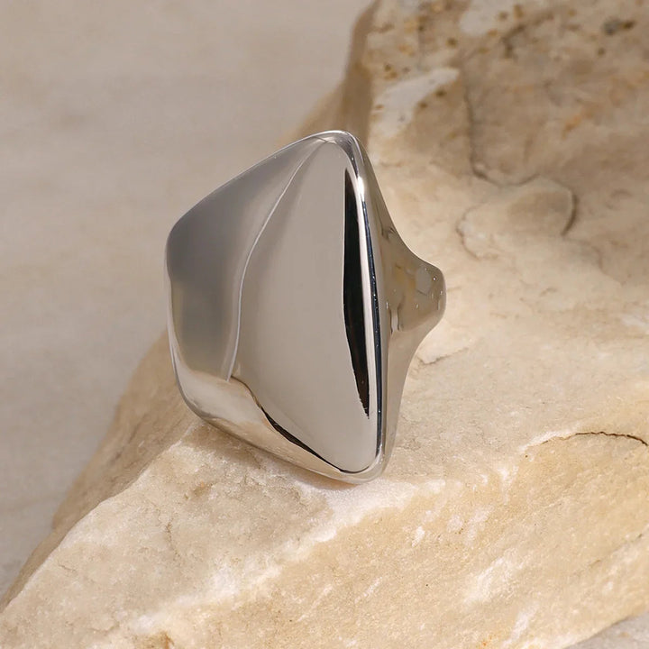 Gold-Plated Geometric Adjustable Ring