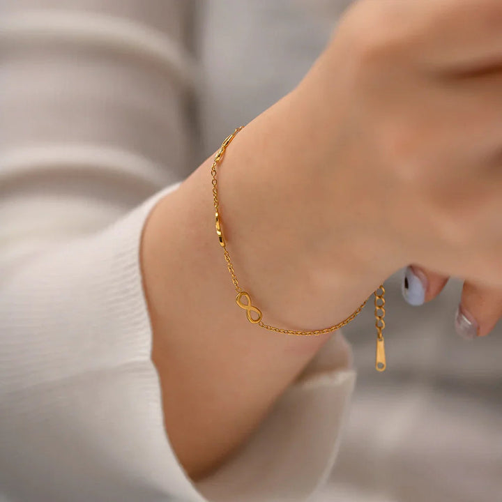 Gold-Plated Bracelet with Infinity Symbols