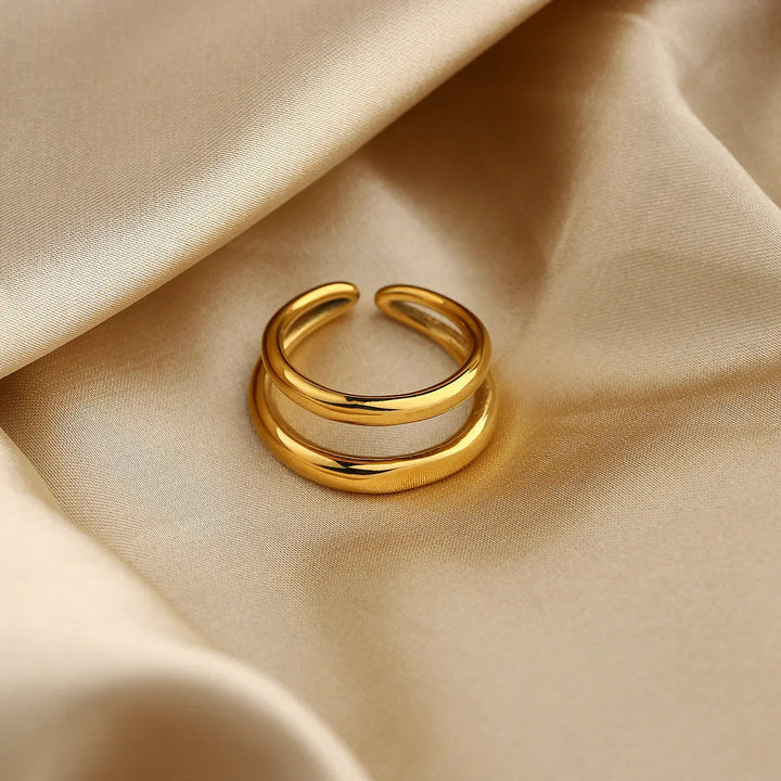 Gold-Plated Curved Open Ring for Women