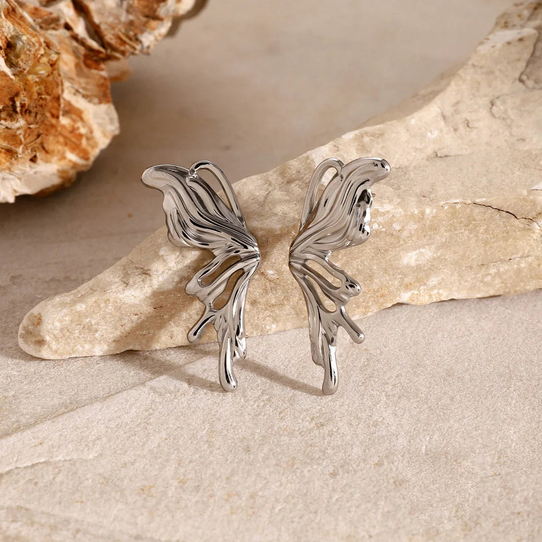 Silver-Tone Butterfly Drop Earrings for Women