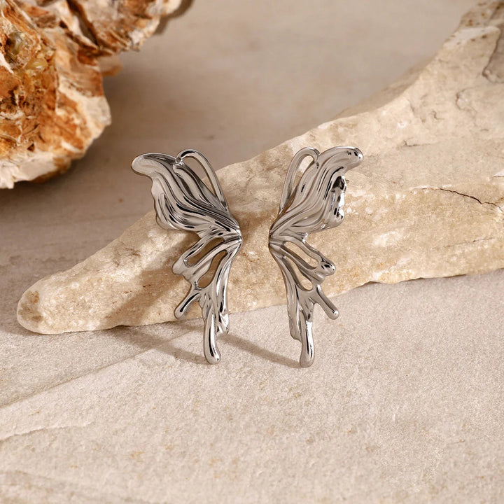 Silver-Tone Butterfly Drop Earrings for Women