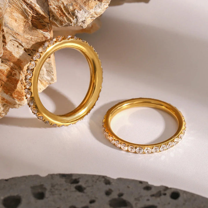 Gold-Plated CZ Stackable Ring for Women