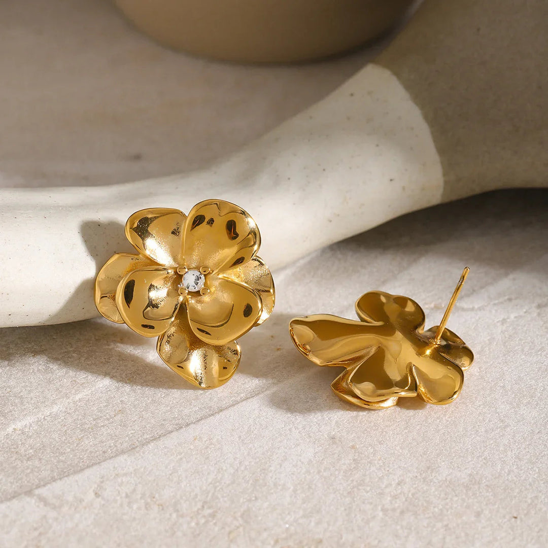 Gold-Plated Floral Earrings