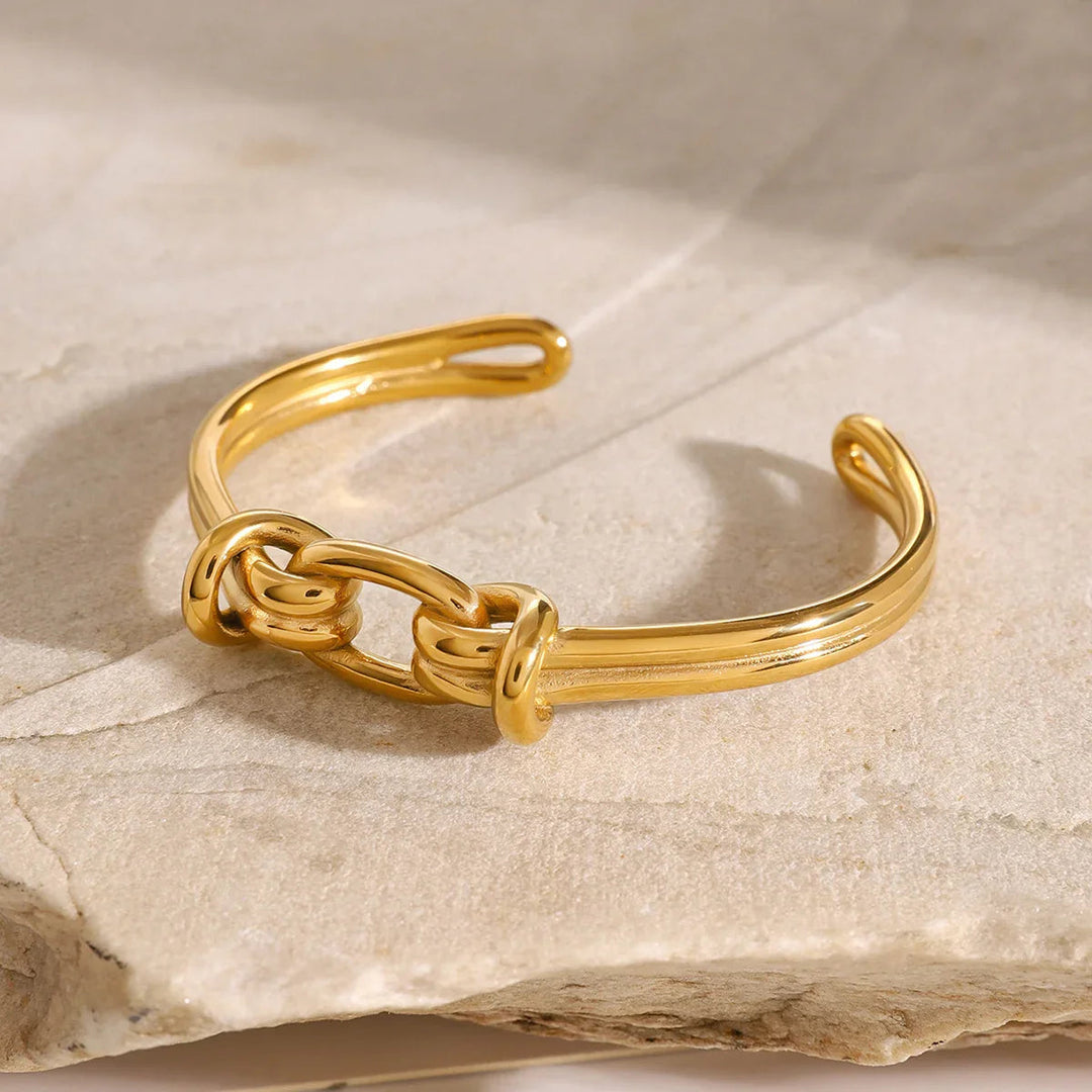 Gold-Plated Knot Bangle Bracelet