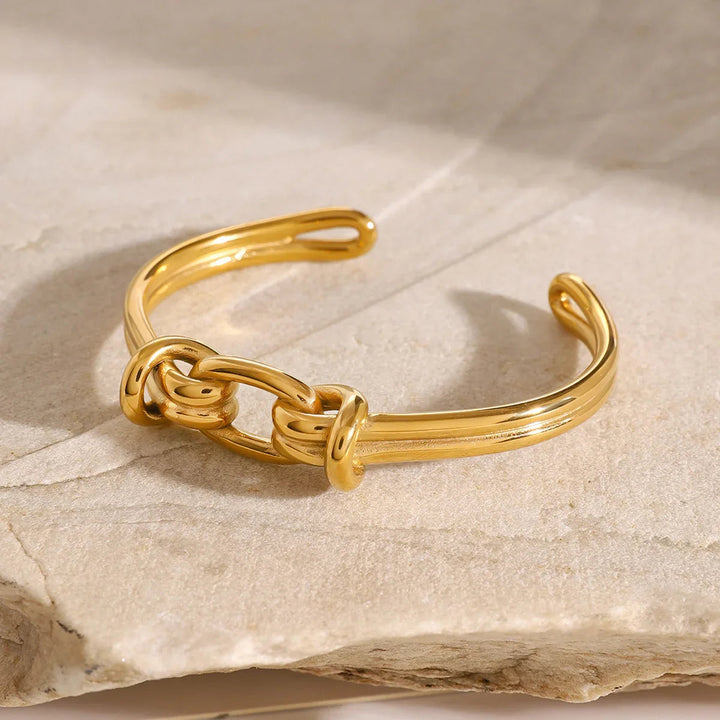 Gold-Plated Knot Bangle Bracelet