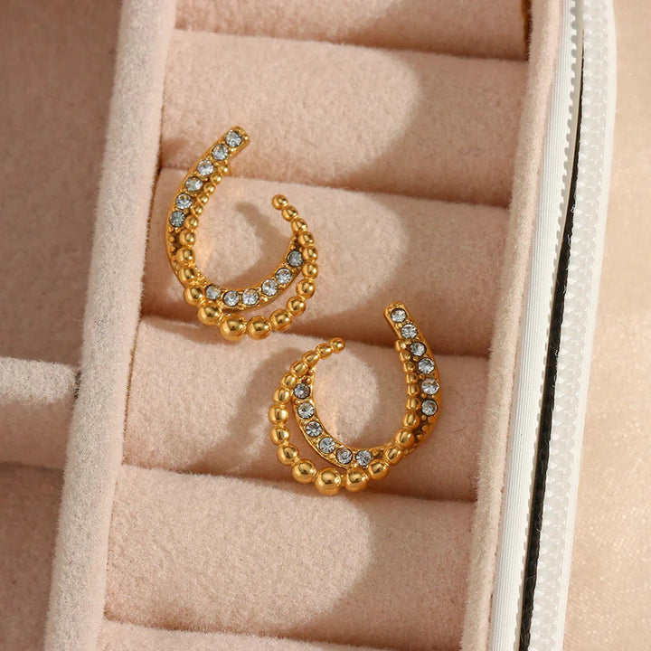 Gold-Plated Cubic Zirconia Huggie Earrings for Women