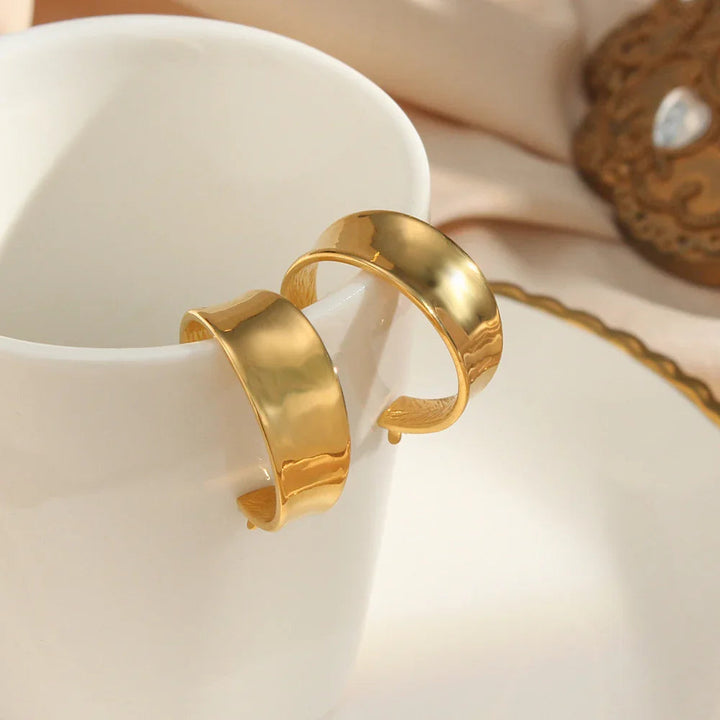 Gold-Plated Flat Hoop Earrings for Women