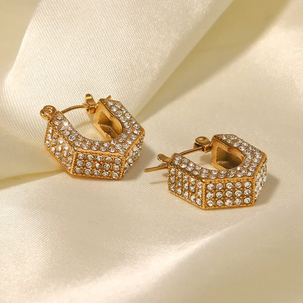 Gold-Plated Cubic Zirconia Huggie Earrings