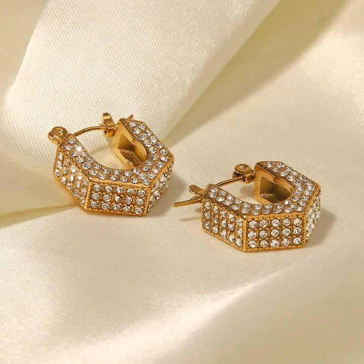 Gold-Plated Cubic Zirconia Huggie Earrings