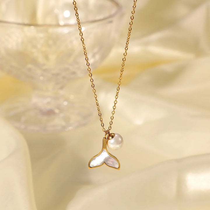 Gold-Tone Faux Pearl Mermaid Pendant Necklace