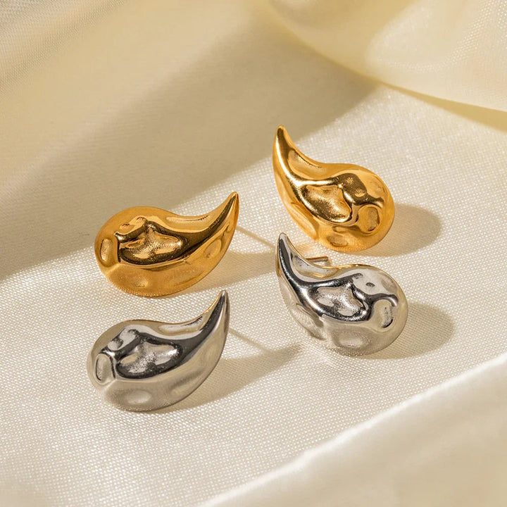 Gold-Plated Hammered Teardrop Earrings