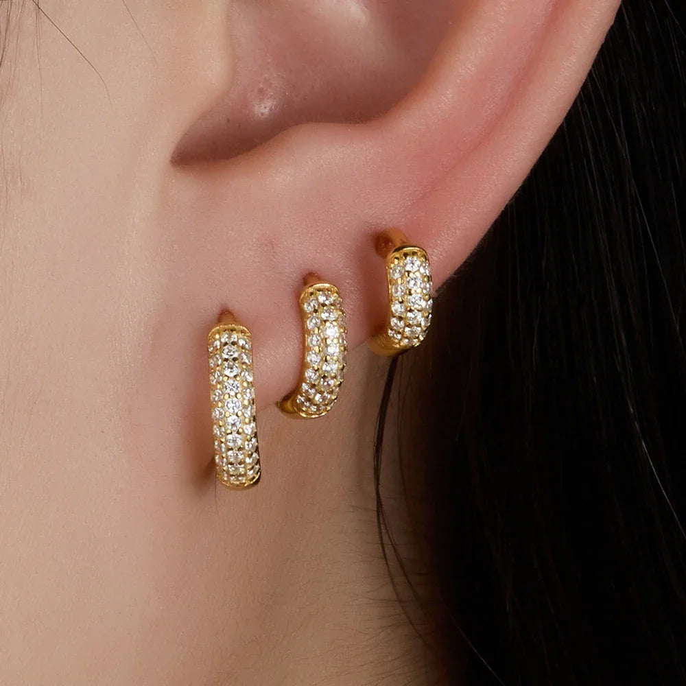 Gold-Plated CZ Chunky Huggie Earrings