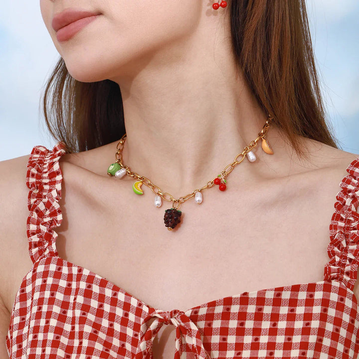 Gold-Plated Faux Pearl Charm Necklace for Women