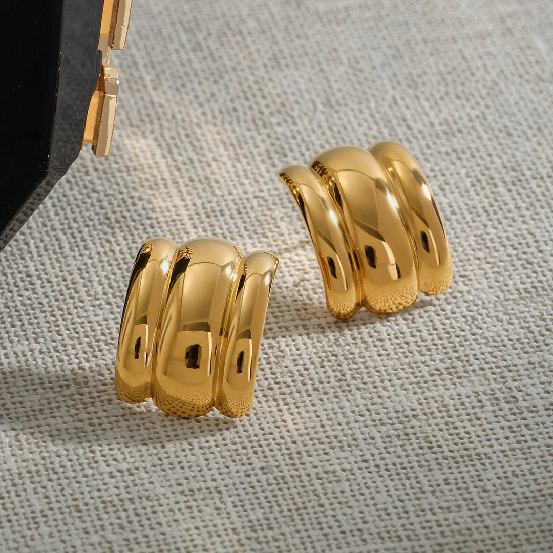 Gold-Plated Chunky Arch Earrings for Women