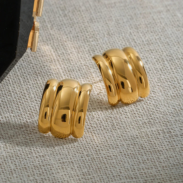 Gold-Plated Chunky Arch Earrings for Women