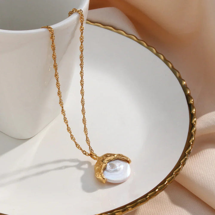 Gold-Plated Faux Pearl Necklace For Women