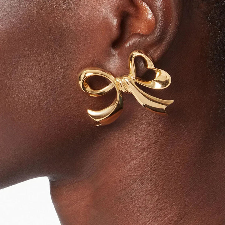 Gold-Plated Bow Drop Earrings for Women