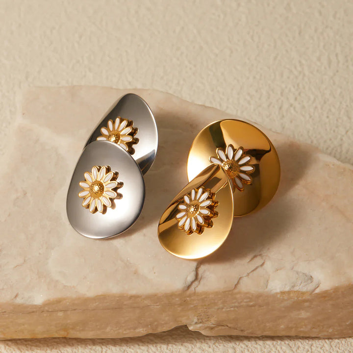 Gold-Plated Floral Stud Earrings for Women