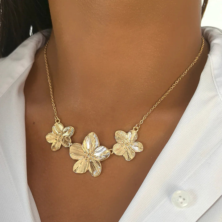 Gold-Plated Floral Pendant Necklace for Women