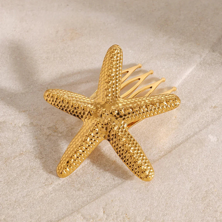 Starfish Gold-Plated Hair Comb for Women