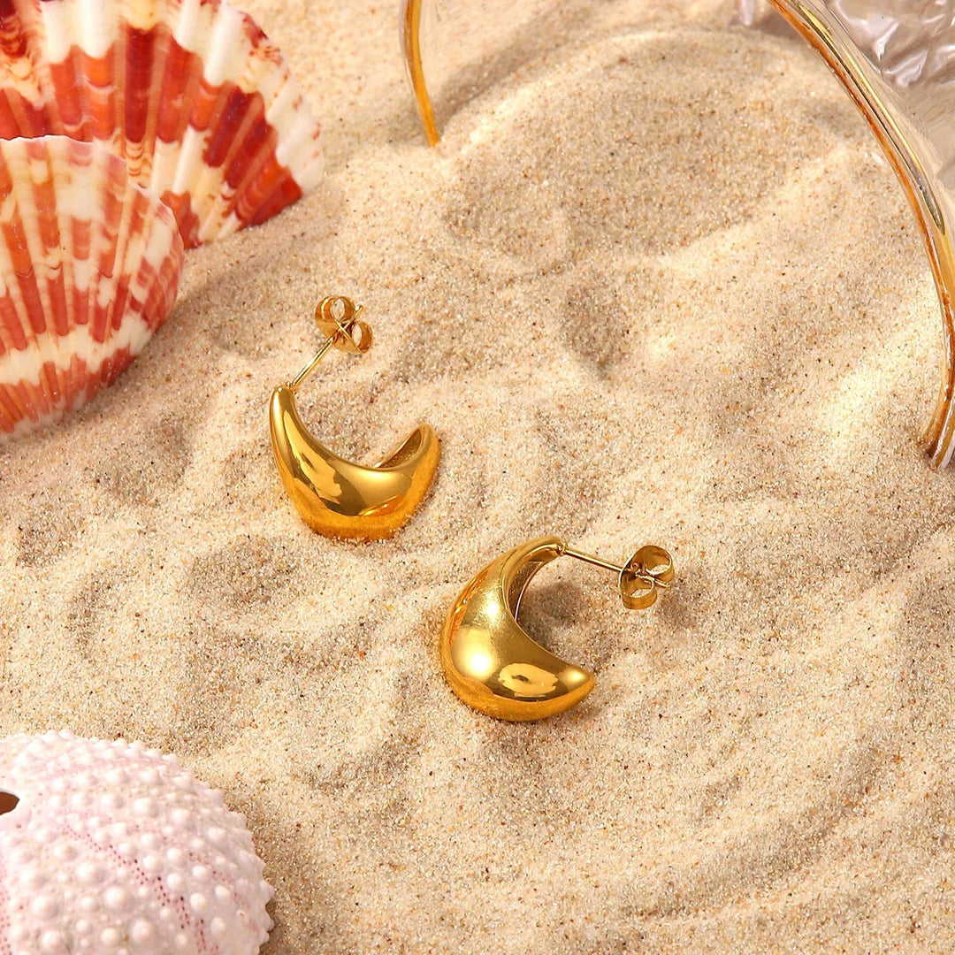 Gold-Plated Chunky Hoop Earrings for Women
