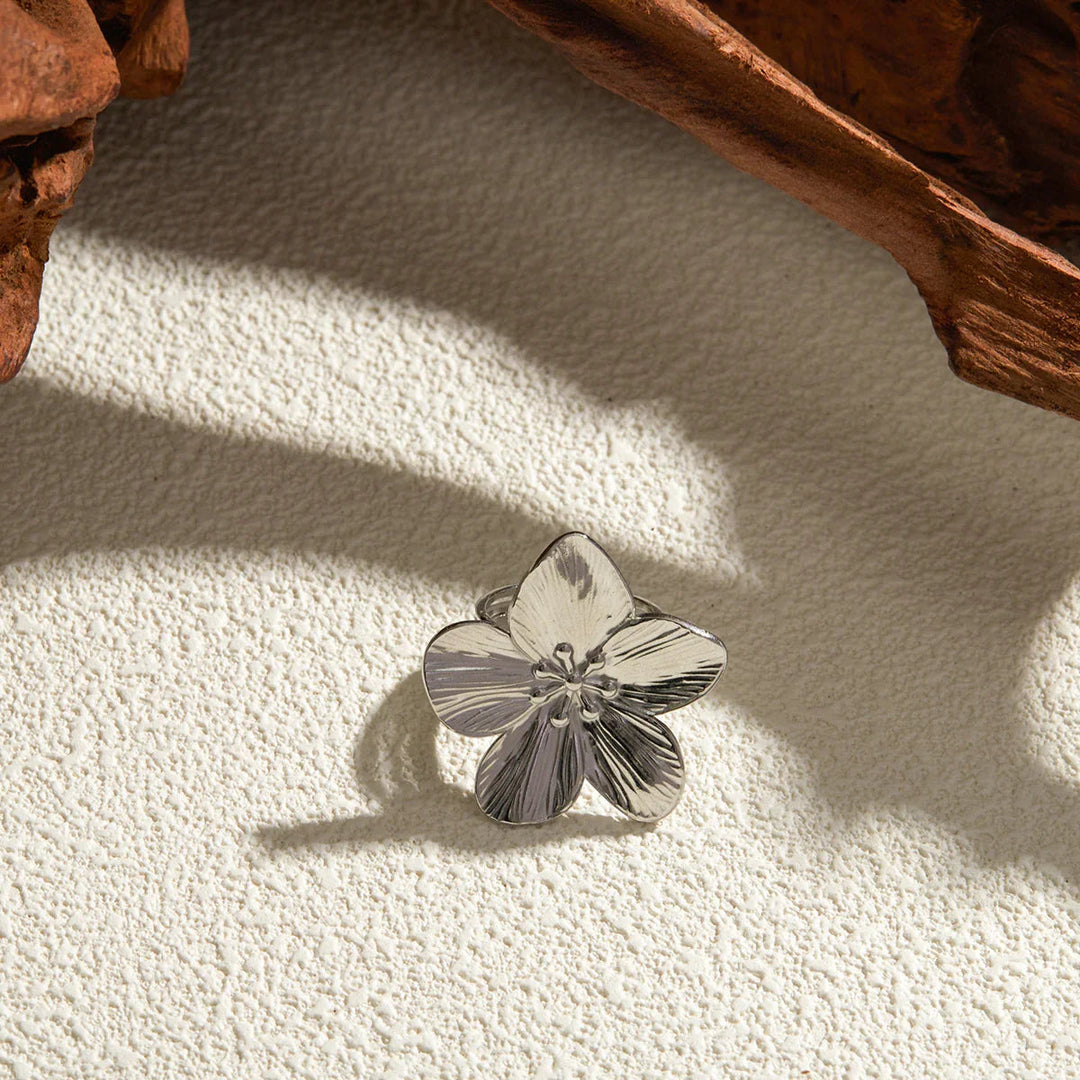 Silver Petal Ring captures the beauty of blooming petals