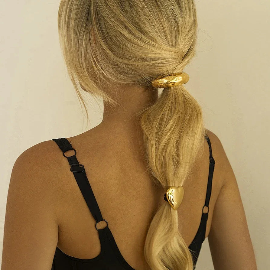 Gold-Plated Heart Hair Clip for Women