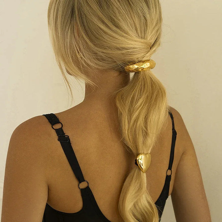 Gold-Plated Heart Hair Clip for Women