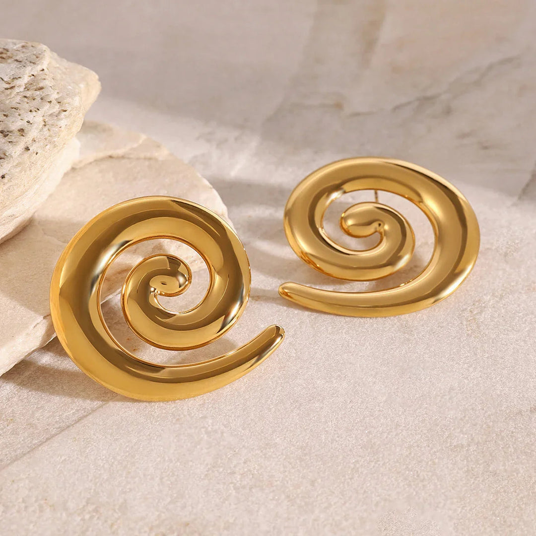 Gold-Plated Spiral Earrings