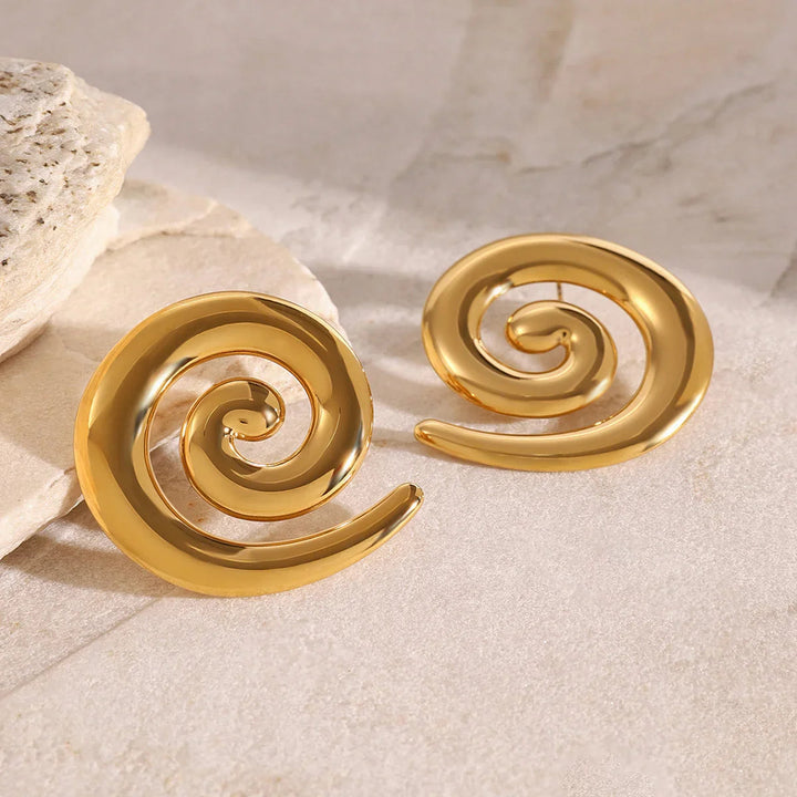Gold-Plated Spiral Earrings