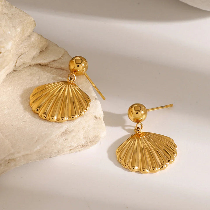 Gold-Plated Stainless Steel Shell Earrings
