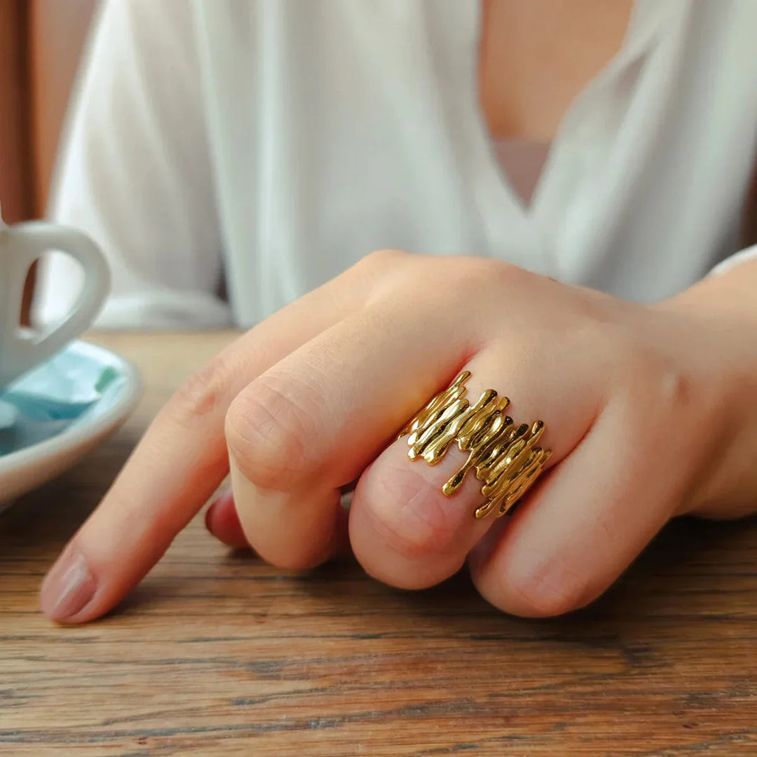 Gold Plated Abstract Statement Ring for Women
