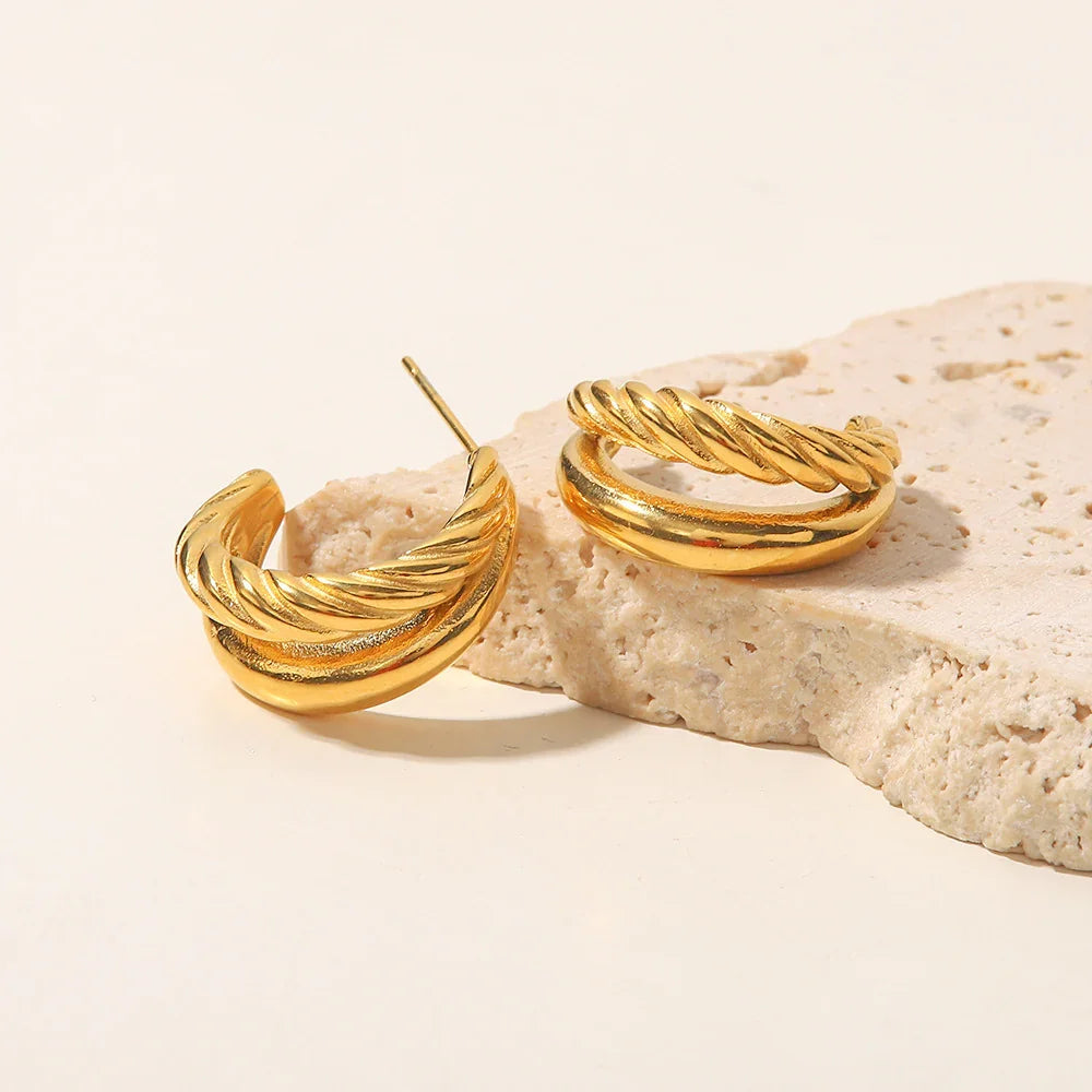 Gold-Plated Layered Hoop Earrings for Women