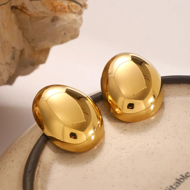 Gold-Plated Bean Stud Earrings for Women