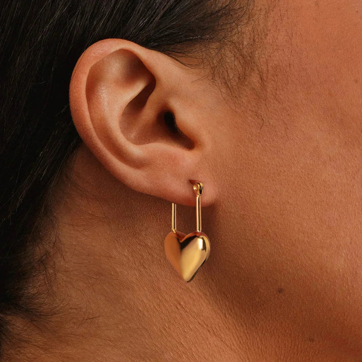 Gold-Plated Stainless Steel Heart Earrings