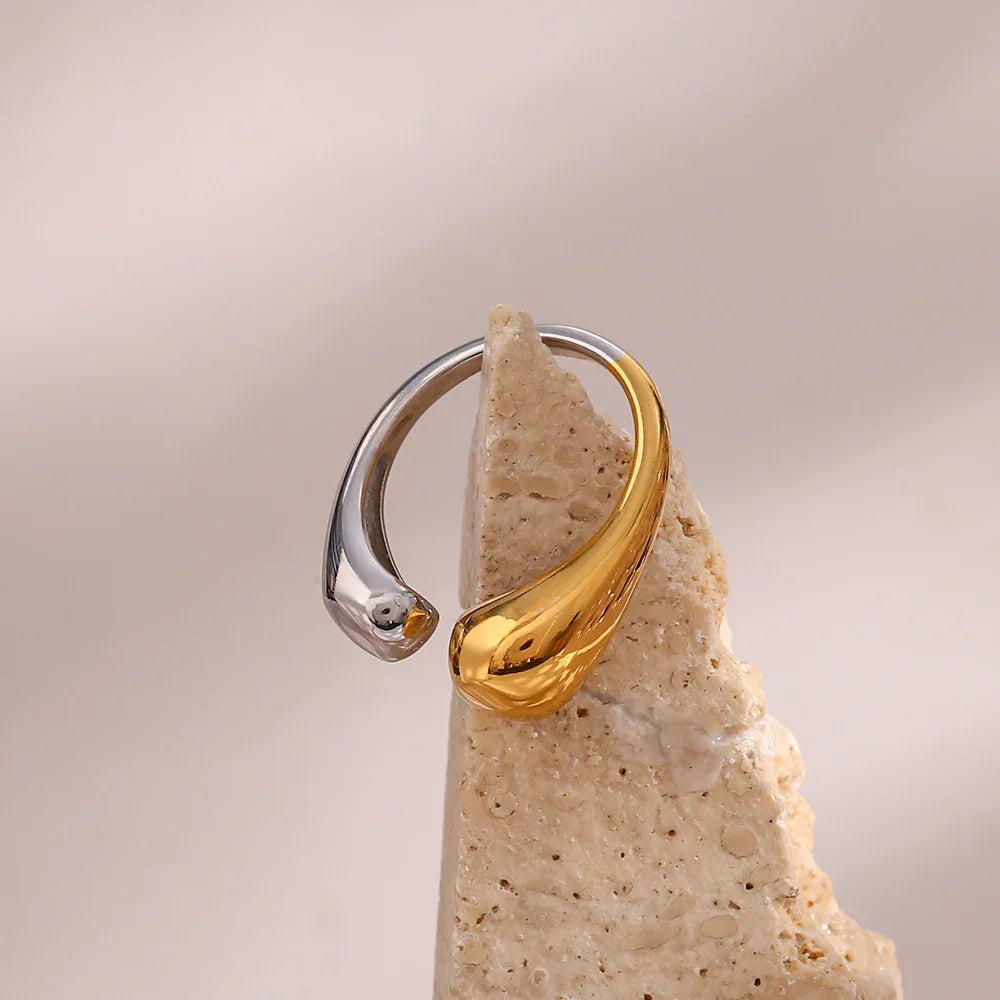 Two-Tone Gold-Plated Adjustable Ring For Women