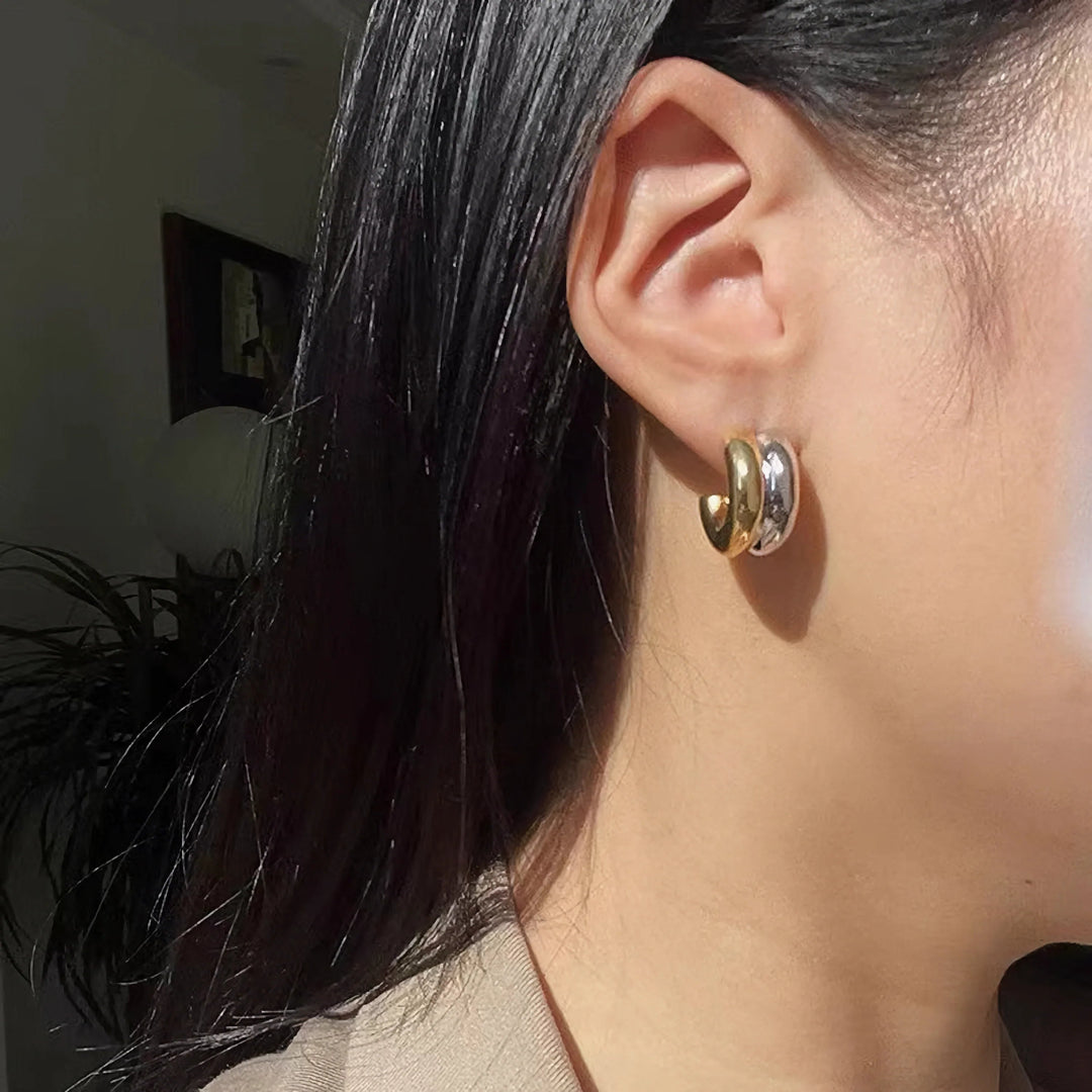 Gold-Plated Chunky Hoop Earrings