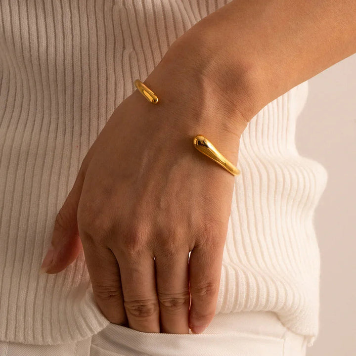 Gold-Plated Contemporary Open Bangle