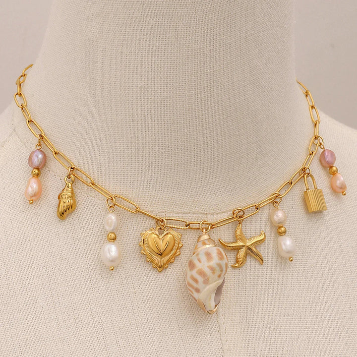 Gold-Plated Ocean Charm Necklace for Women