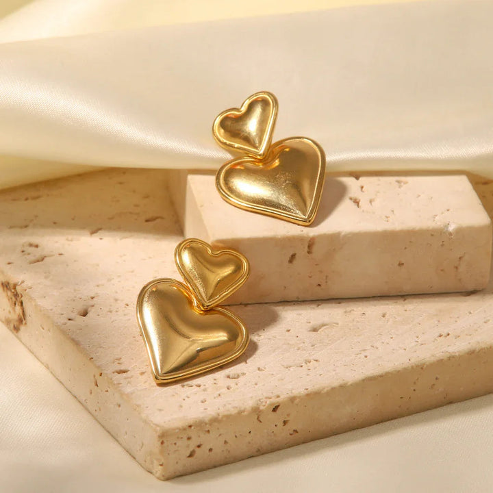 Gold-Plated Heart Earrings