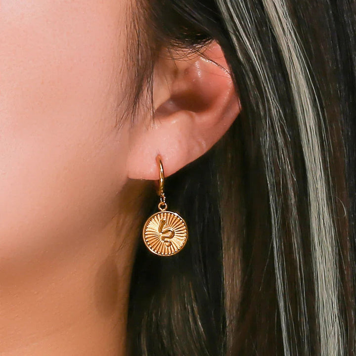 Gold-Plated Serpent Coin Drop Earrings for Women