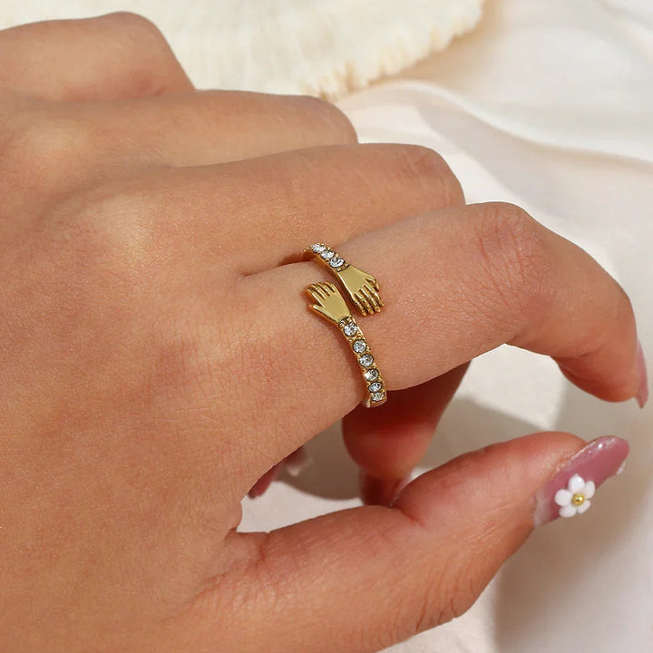 Gold-Plated Adjustable Diamond Ring For Women