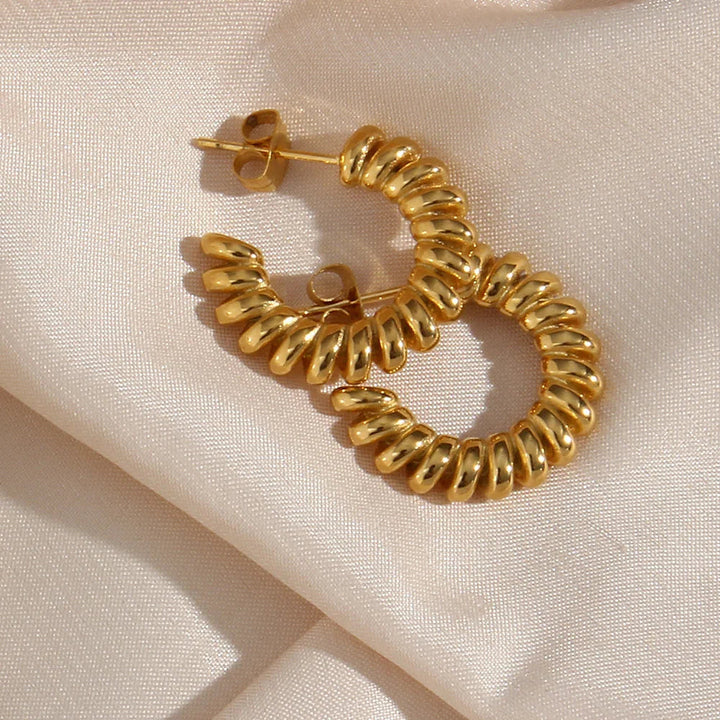 Gold-Plated Twisted Hoop Earrings for Women
