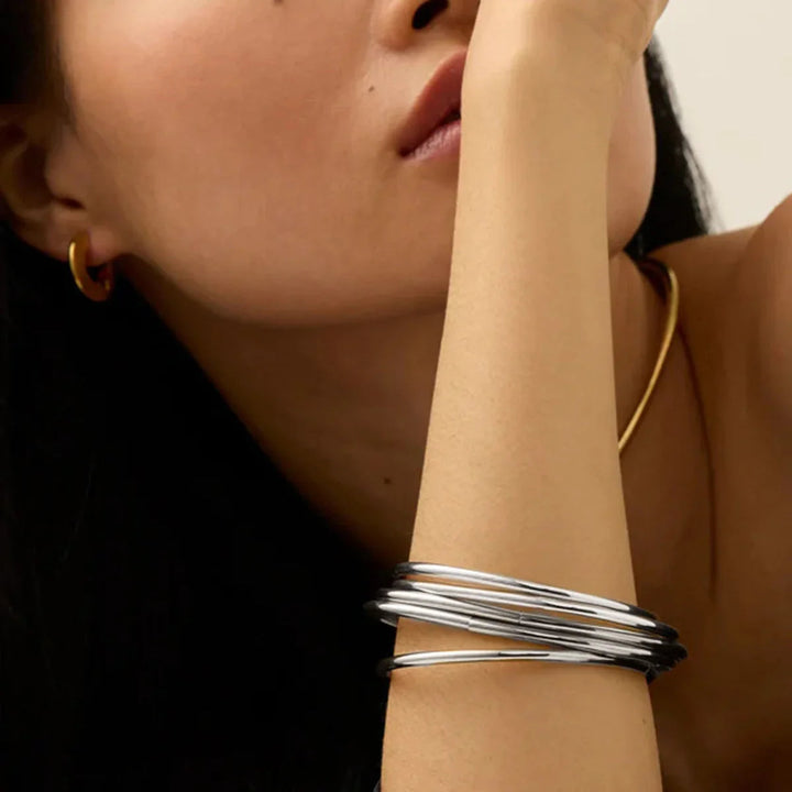Gold-Plated Stackable Bangle Set for Women